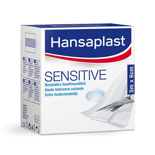 Hansaplast Sensitive Wundschnellverband, weiß, 5 m x 6 cm