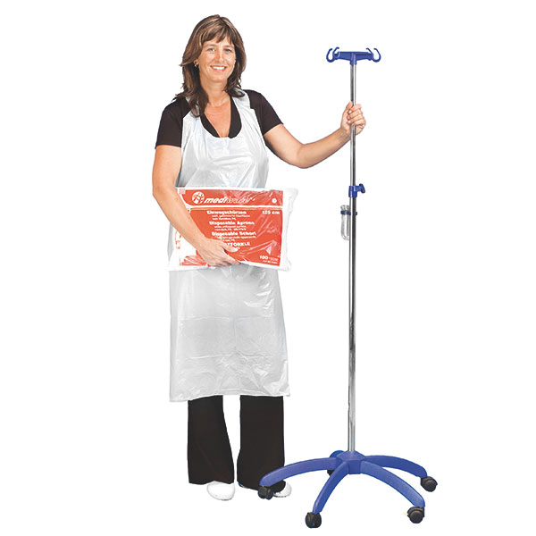Einmal Schürzen weiss aus PE-Folie, 80 cm breit 140 cm lang Beutel: 100 Stück - LAGERWARE -