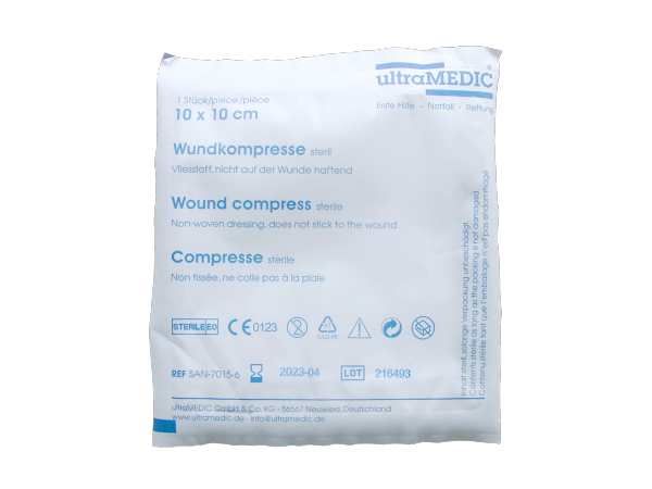 ultraMEDIC Wundkompresse metallisiert 10x10 cm, Kurzes MHD: 01/2027