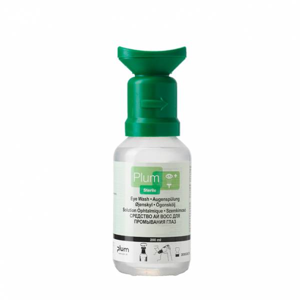 Plum Augenspülflasche gebrauchsfertig gefüllt mit 200 ml steriler Natriumchloridlösung 0,9%