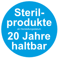 Komplettfüllung mit 20 Jahre haltbaren Sterilprodukten* gemäß ÖNORM Z 1020:2025