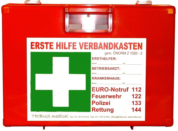 ERSTE HILFE KOFFER superior mit Komplettfüllung ÖNORM Z1020 Typ 1