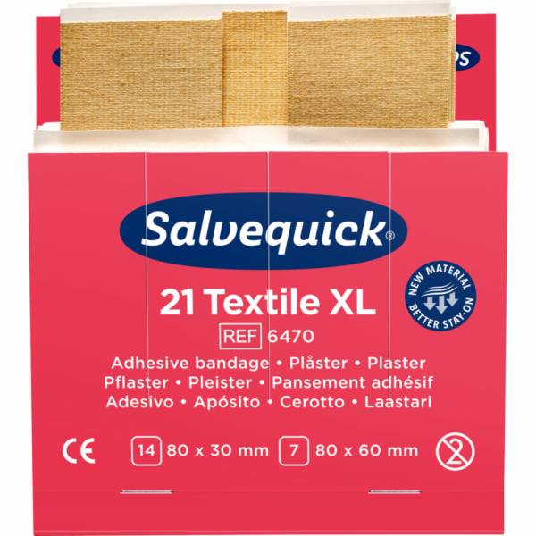 Salvequick Refill 6470, 21 elastische Pflasterabschnitte XL