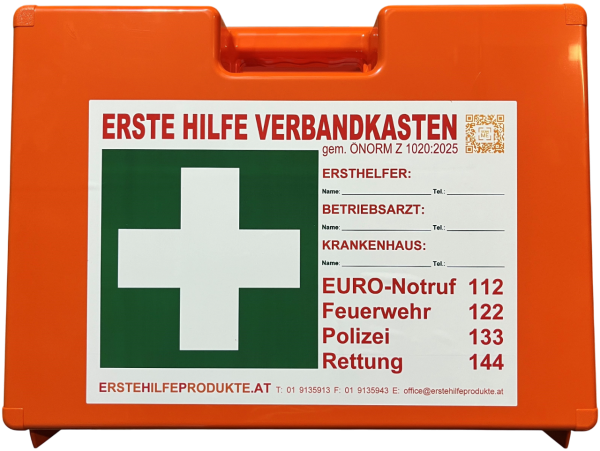Erste Hilfe Koffer nach ÖNORM Z 1020:2025, Leer, orange