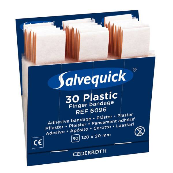 SALVEQUICK Refill-Einsatz 6096 Fingerverbände wasserfest, 30 Strips, 12 x 2 cm