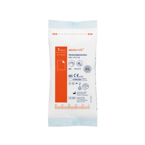 Söhngen aluderm Verbandpäckchen Momentverband mittel, 8 x 10 cm, steril - 20 Jahre Haltbarkeit