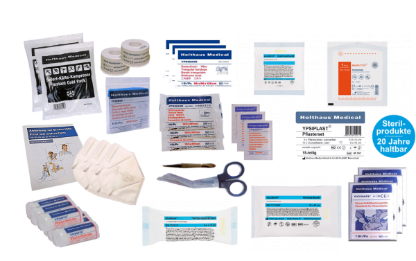 Komplettfüllung mit 20 Jahre haltbaren Sterilprodukten* gemäß ÖNORM Z 1020:2025