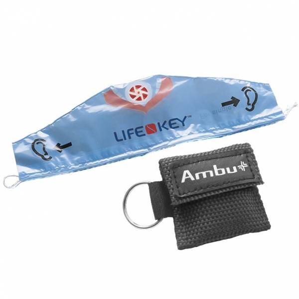 AMBU LifeKey im schwarzen Softcase- Schlüsselanhänger mit Ambu-Logo