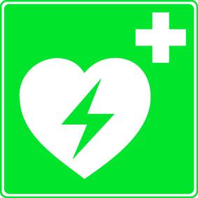 Rettungszeichen Defibrillator aus Kunststoff 200x200 mm
