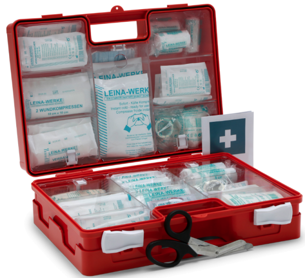 ERSTE HILFE KOFFER &quot;MAXI&quot; orange mit Füllung ÖNORM Z1020:2025